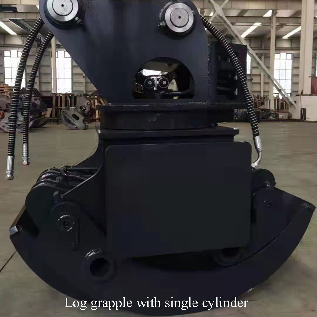 Log grapple with single cylinder